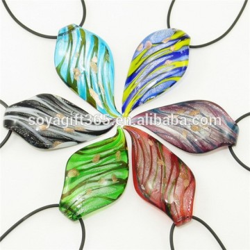 Colorful Striped 3D Flower Lampwork Glass Pendant For Necklace Diy