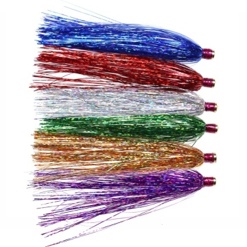 Holographic Tinsel Flasher Tube Slider Teaser Flies for Freshwater and Saltwater