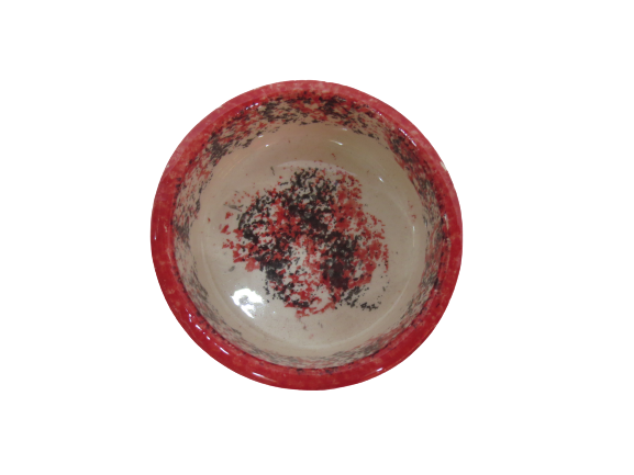 Hand Made Tile Patterned Kaolin Clay Quartz Limestone Bowl 8cm Red Colored Old Turkish Patterned Healty Gift