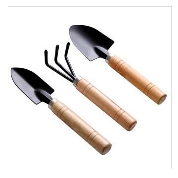 Hot Selling 3-Piece Wood Handle Outdoor Garden Tool Set: Rake, Spade, Shovel with Portable, Non-Slip Rubber Grip