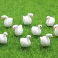 100Pcs/Lot 15*23MM Mini Swan Figurine Fairy Garden Ornaments Crafts Goose Model Miniature Animal Home Micro Landscape Ornament