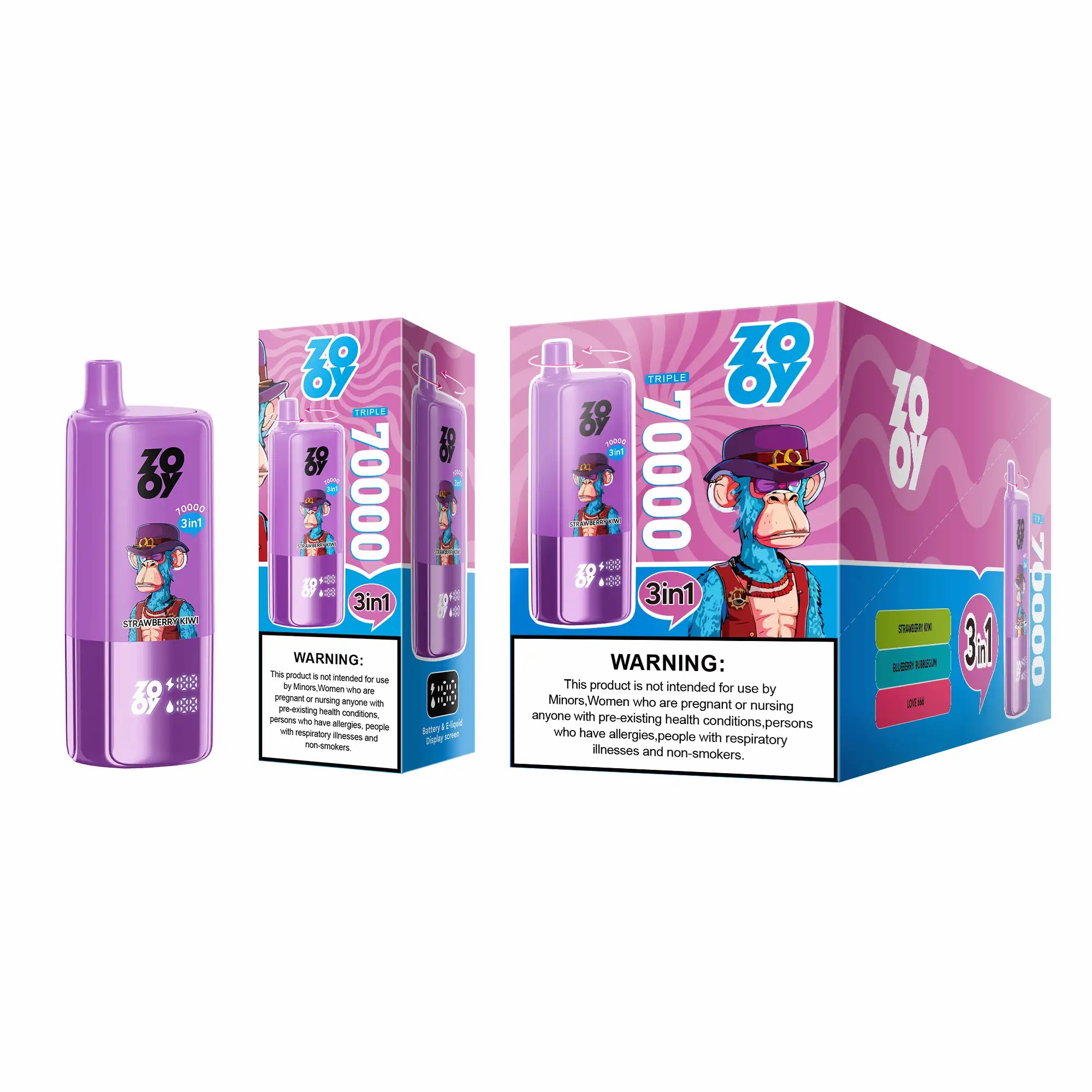 Longest-Lasting-ZOOY-70000-Puffs-3-In-1-Flavors-Disposable-Vape-Big-Puff-Vape-for-Heavy-Smoker-with-Blueberry-Bubblegum-Love-666-Strawberry-Kiwi-Flavor-in-EU-Vape-Shop
