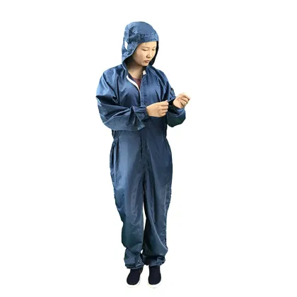 Navy Blue Cleanroom Antistatic Washable ESD Jumpsuits with Hood