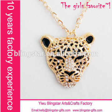 hot selling fashion necklace cheap diamond Leopard head necklace