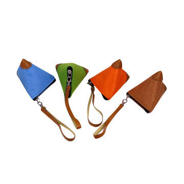 Triangle coin purses with bracelet, made of felt, customized designs are accepted