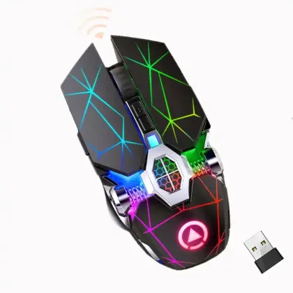 2.4G USB Wireless Gaming Mouse with 7 Color LED Backlit - Rechargeable Silent Office Mouse for Computers