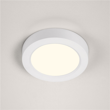 Plafonnage à LED en métal plat rond blanc pour salon et chambre