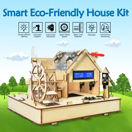 Keyestudio DIY Smart Eco-Friendly Wooden House Kit STEM Education Smart Home Learning Starter Kit for Arduino