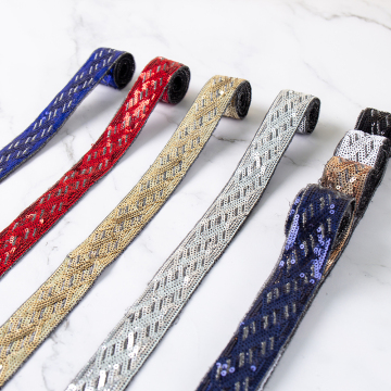 Top Quality Herringbone Tape: Colorful Sequin Embroidery Laces Trim