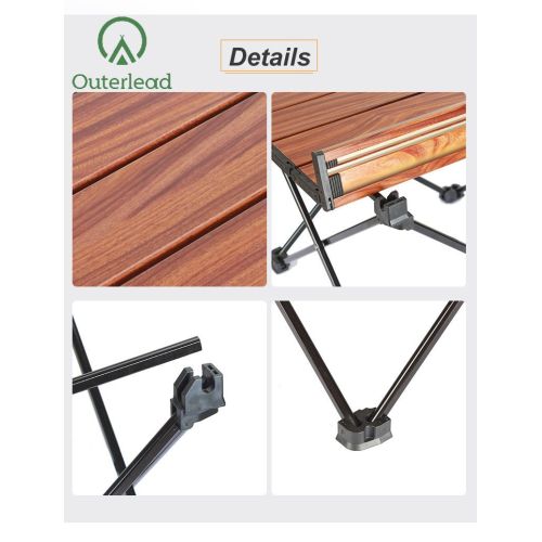 Outerlead Folding Lightweight Wood Grain Mini Camping Table