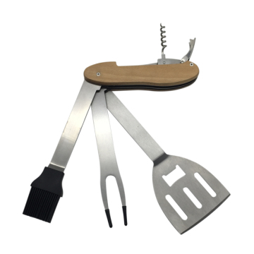 Conjunto de herramientas múltiples de parrilla de barbacoa plegable de acero inoxidable