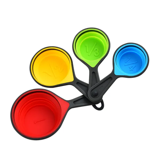 Multiple Sizes Collapsible Food Grade Silicone Measuring Tools Set Silicone Measuring Spoon Cup For Kitchen Tool