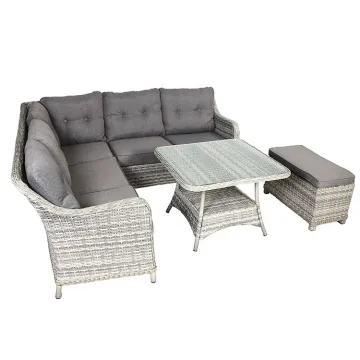 Outdoor Garden L-Shape Rattan Corner Sectional Sofa Set - Durable PE Material