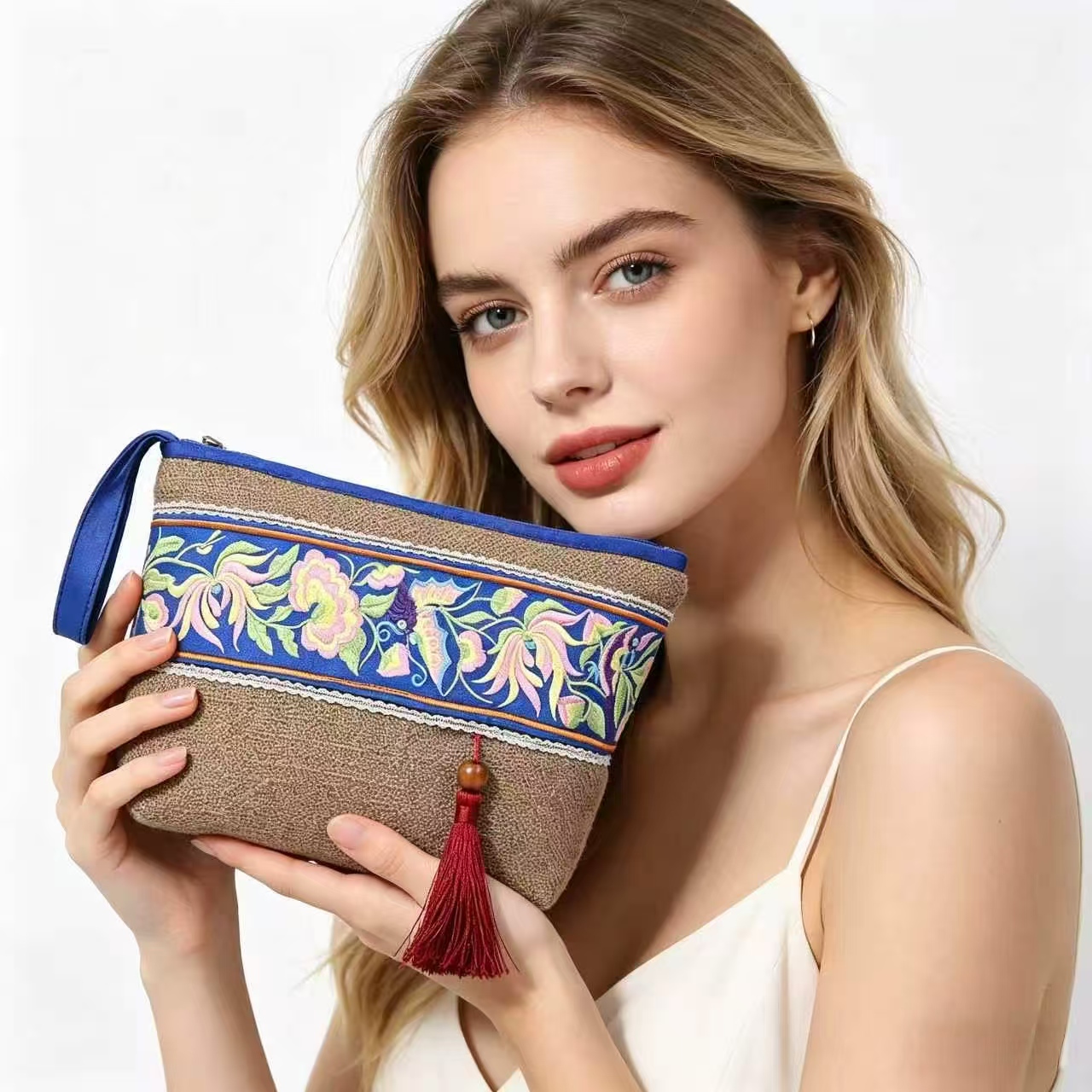 Embroidered Cosmetic Bag