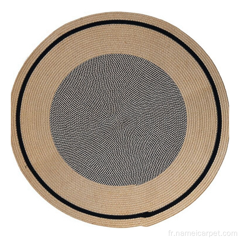 Tapis de tapis de tapis de zone tressée de jute rond naturelle