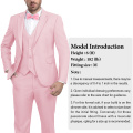 WYWK Men's 3-Piece Suit Banquet Prom Wedding Set-Pink-XXS