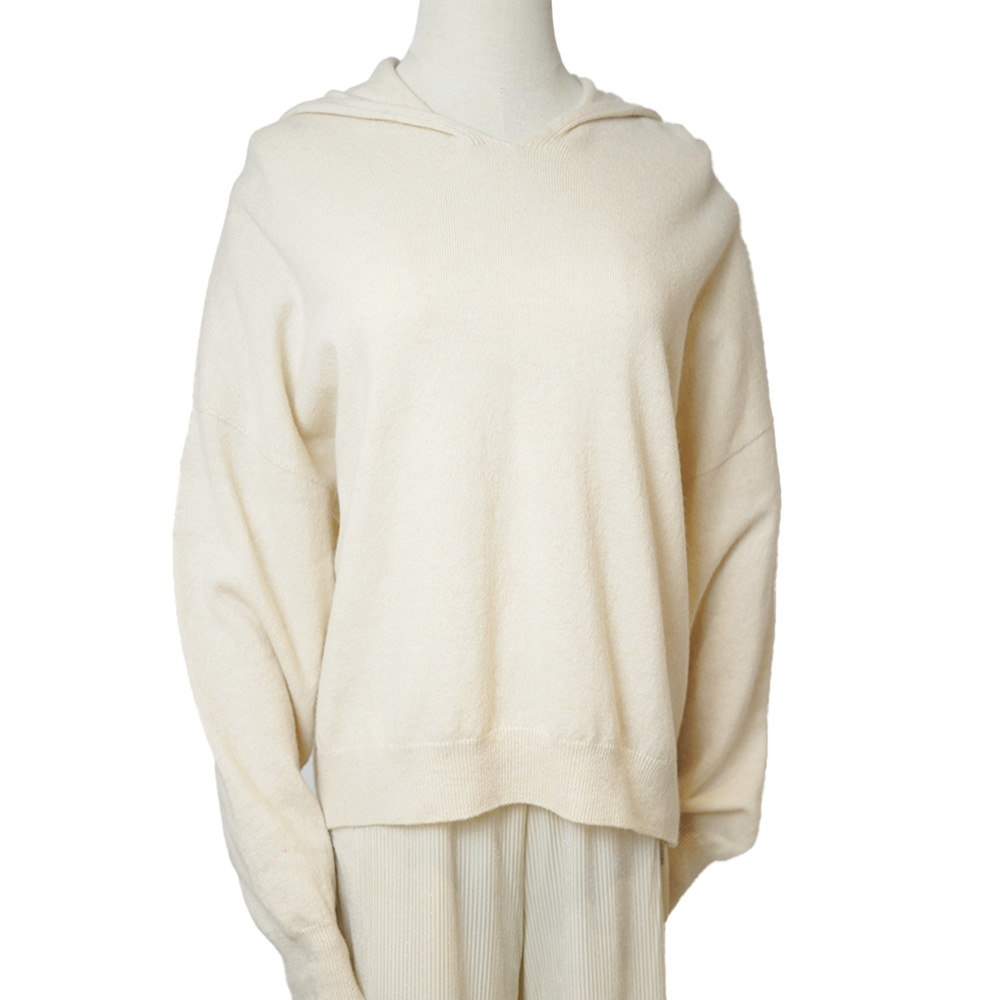Beige Oversized Knit Hoodie (2)