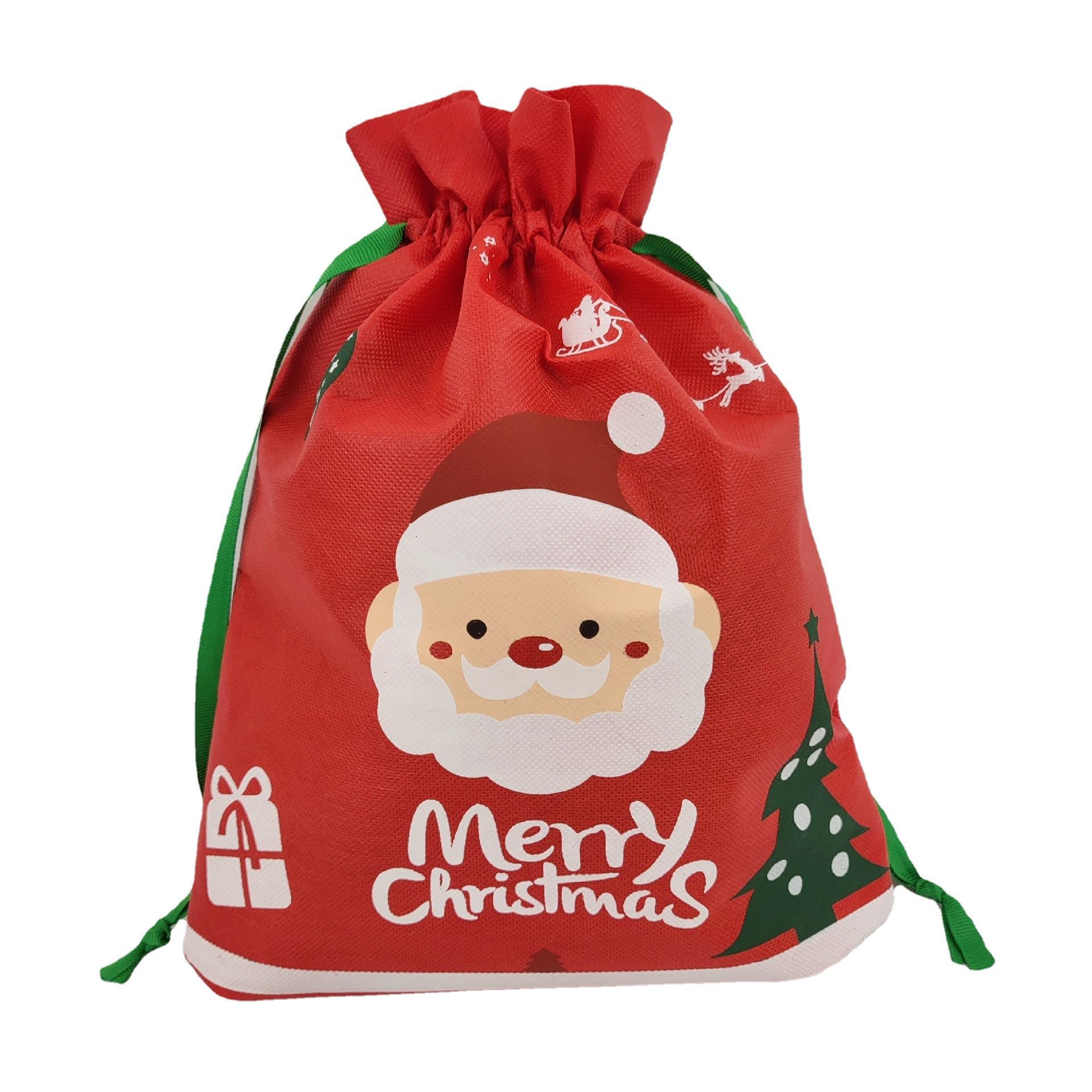 Christmas Non-woven Custom Drawstring Bag