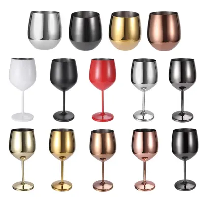 304 Stainless Steel Wine Glass Set with Long Handle - Durable White and Red Wine Glasses