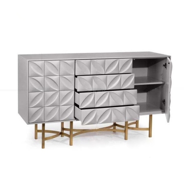 Modern White Sideboard Cabinet with Luxury Stainless Steel Legs