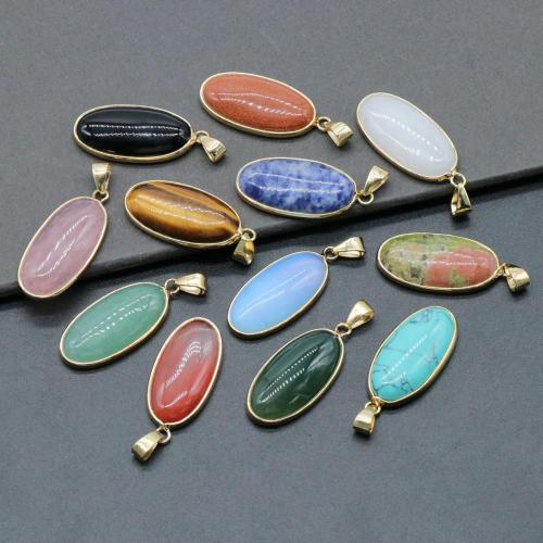 Oval Green Aventurine Pendant for Making Jewelry Necklace 15x30MM
