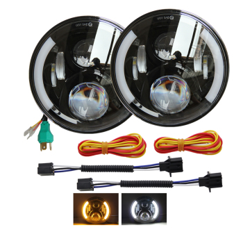 7 Inch LED Headlight Halo Angel Eye for Car and Motorcycle - E-Mark H4 H7 12V 24V