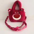 Strawberry bear plush shoulder bag for girls