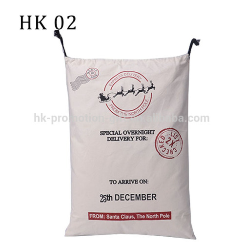 High Quality Cheap Wholesale Cotton Canvas Christmas Santa Sack Drawstring Gift Bag