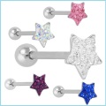 Star Top Tongue Ring CZ Crystal