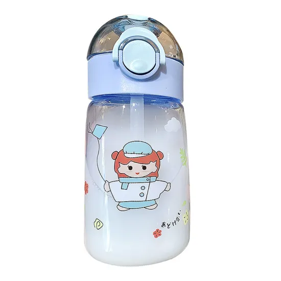 Customizable BPA-Free Plastic Water Bottles with Straws for Kids - 540ML Transparent Tumbler