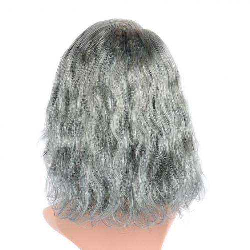 100% HUMAN HAIR GREEN GREY LACE FRONT WET N WAVY WIG