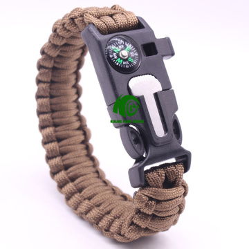5 in 1 Outdoor Camping Parachute Tactical Bracelet with Fire Starter, Compass, and Knife