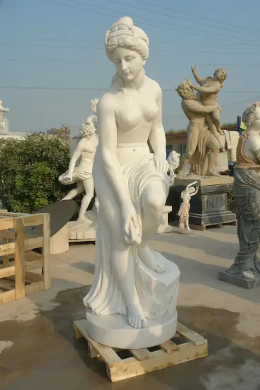 White Marble Nude Statue Carving for Home Decoration