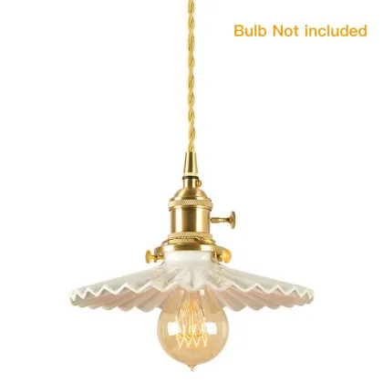 Vintage Pleated Umbrella White Ceramic Shade Chandelier