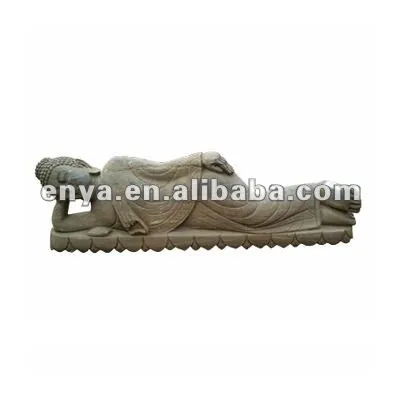 Stone Carved Sleeping Buddha Statue, Antique Religious Sculpture