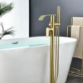 Floor Mount Bathtub Faucet with Waterfall Spout