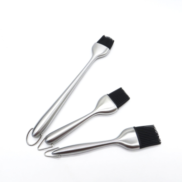 8'' and 12'' BBQ Grill Brush Set with Stainless Steel Handle and Silicone Baking Brush
