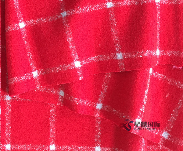 Windowpane Check Pattern Double Face Woolen Fabric