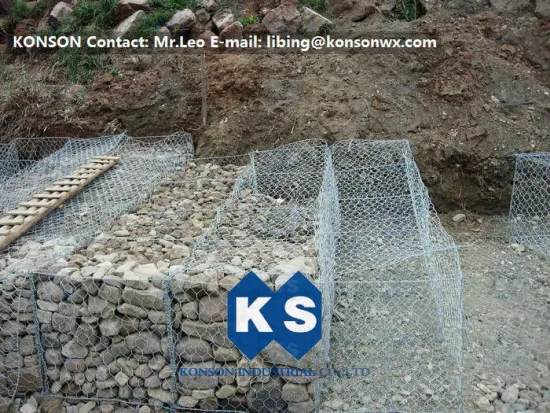 Pvc Coated Galvanized Galfan Gabion Boxes Double Twisting Grid Reinforced Structure