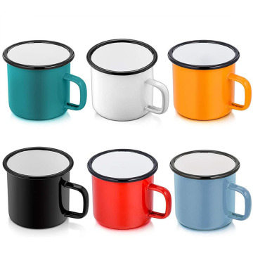 12oz Enamel Camping Mugs - Coffee & Tea Cups for Indoor & Outdoor Use
