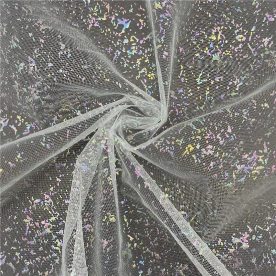 100% Polyester Iridescent Foil Markings Tulle for Decoration