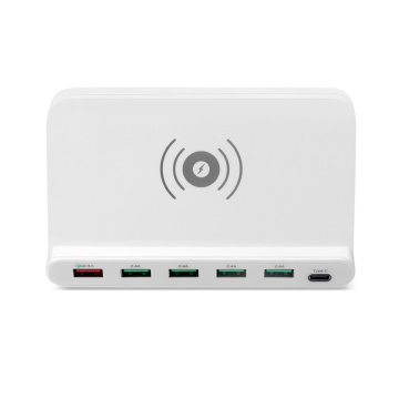 6USB Qi Беспроводное быстрое зарядное устройство 60W Мобильный держатель