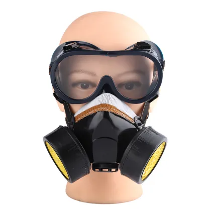 Protective glasses and gas half-mask set