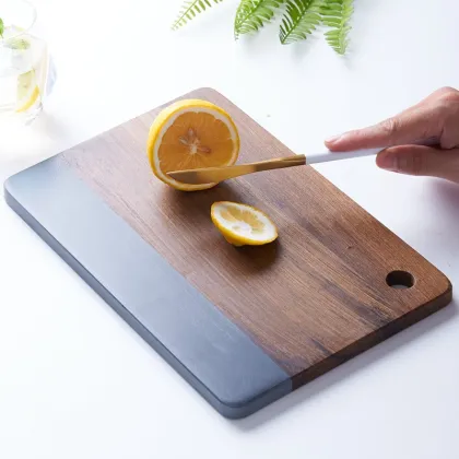 Modern Simple Natural Chicken Wing Wood Splicing Marble Plate