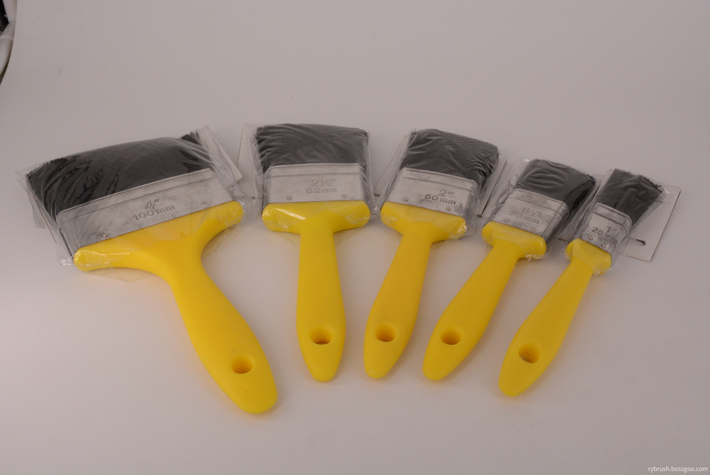 Yellow Plastic Handle Black bristle brush