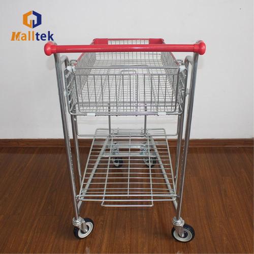 Double Deck Foldable Supermarket Warehouse Trolley