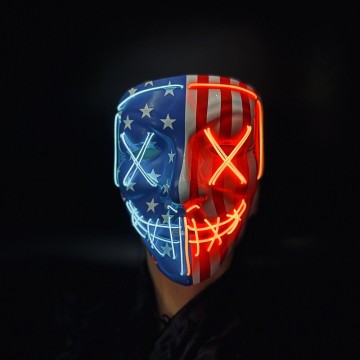 Scary LED Mask with Light-Up El Wire USA Flag Design for Party