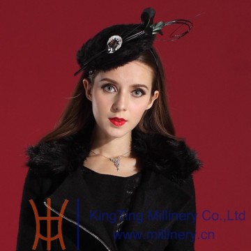 Black Hair Fascinators With Feather For Weddings