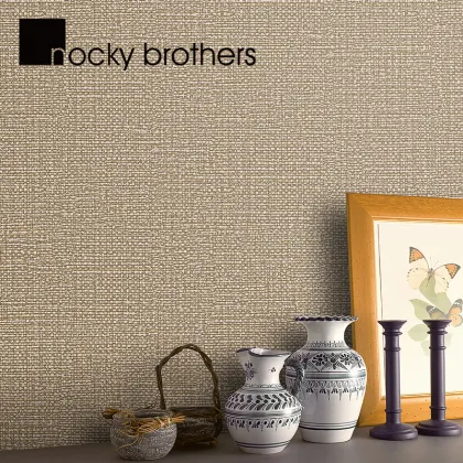 Contemporary Flaxen Non-Woven Wallpaper for Living Room TV Wall