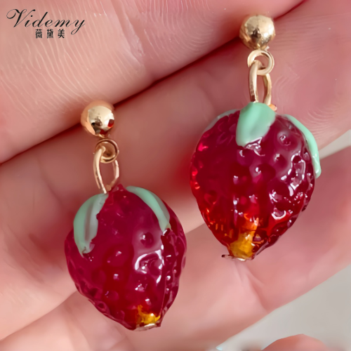 Delicate Strawberry Earring Tiny Sweet Style
